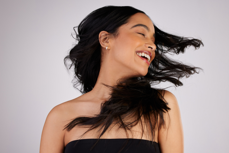 Brunette smiling woman